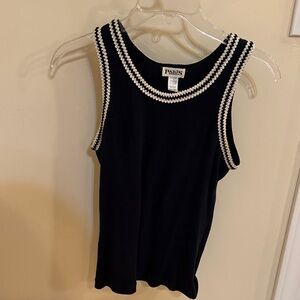 Black Tank Top with White Accents
